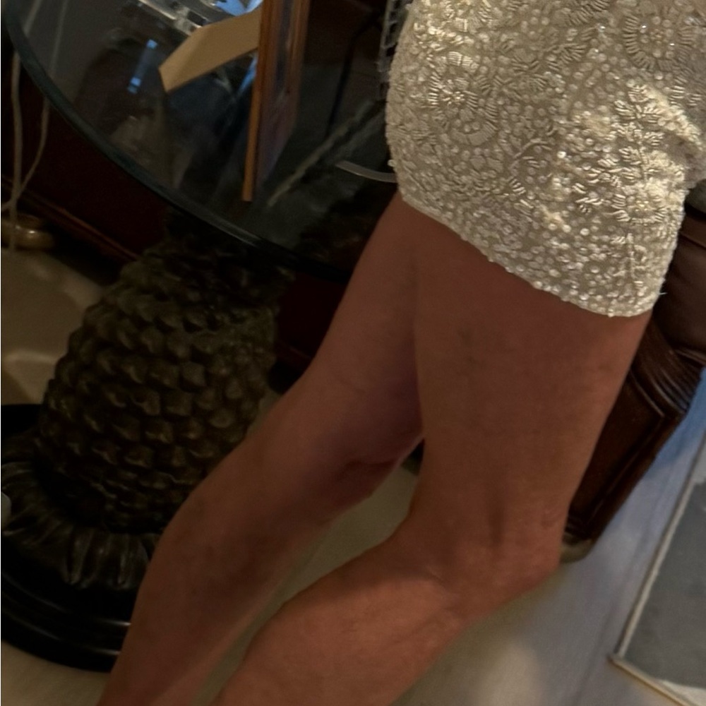 Free People Cream Embellished Shorts